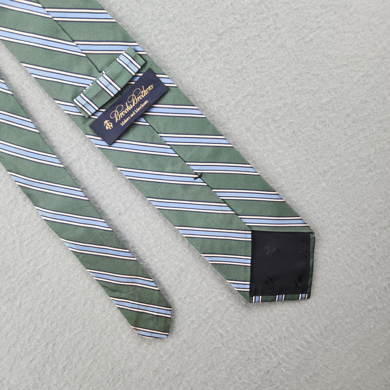 Brooks Brothers Tie Mens One Size Green Stripe 100 Silk Woven Classic Necktie